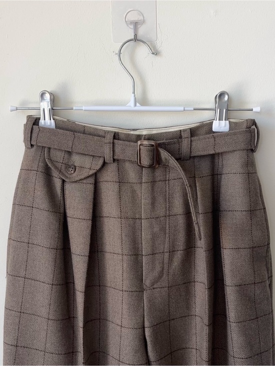 Ralph Lauren Pants - Vintage Ralph Lauren 100% Wool High Waisted Belted Pants Size 6 Plaid MiUSA 80s
